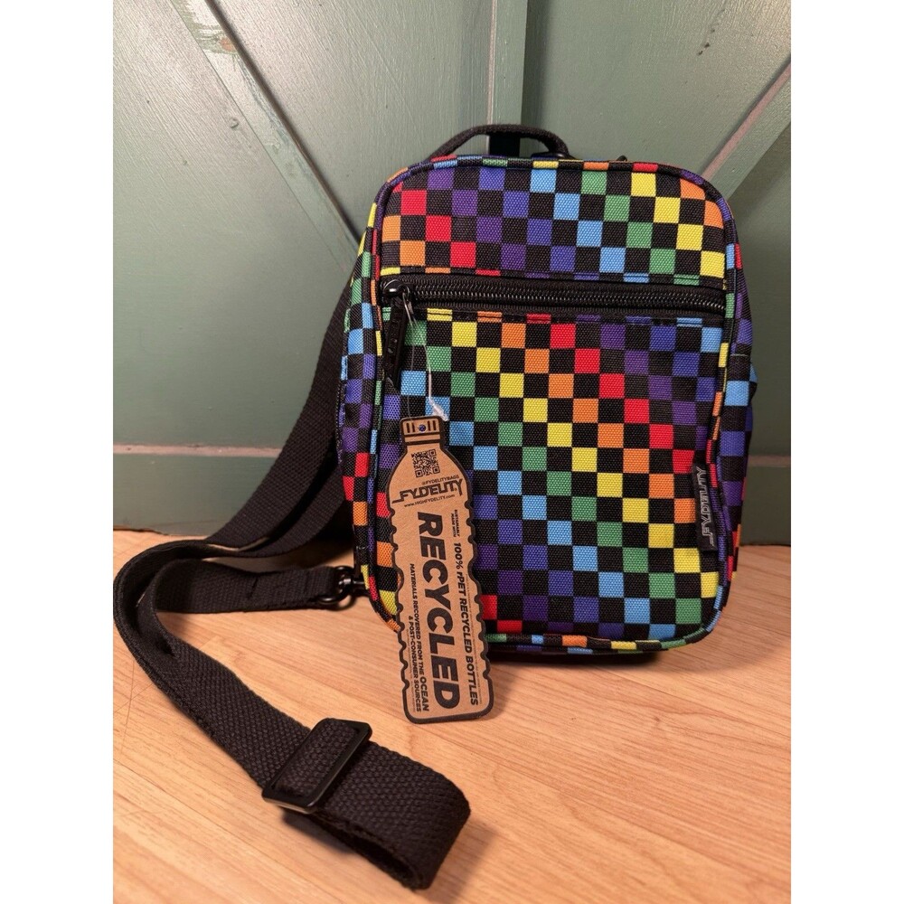 FYDELITY Sidekick Festival Crossbody Sling Bag in Indy Rainbow Black